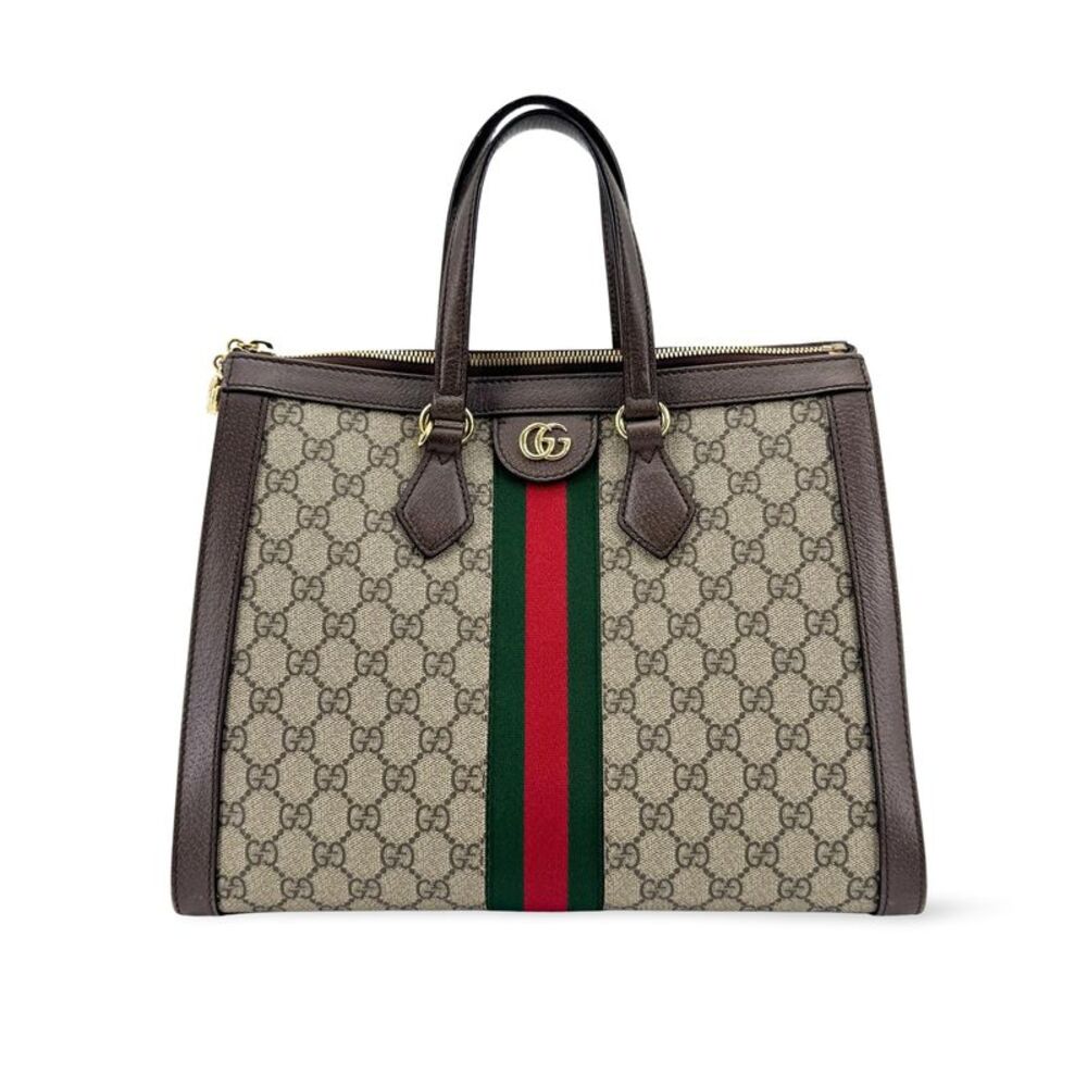 Gucci Ophidia Top Handle Gg Coated Canvas Brown Canvas Tote Bag Bag